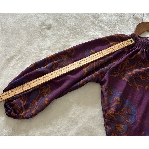 Tucker Womens Dress Large Button Front Tunic Purple Floral Boho Chic Lightweight - Picture 8 of 11